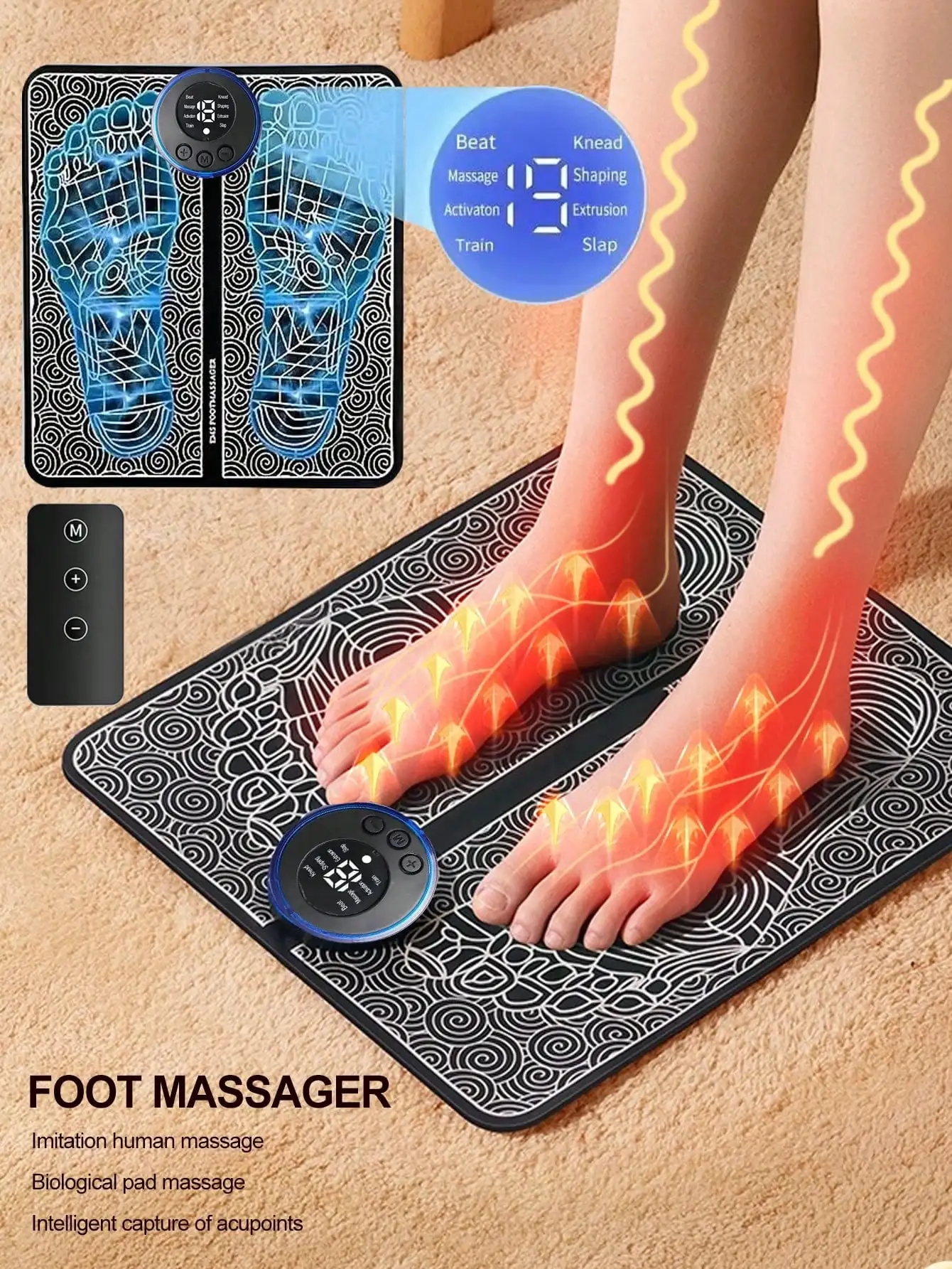 Foot Massager Foot Therapy Machine EMS Foot Massage Pad Pulse Fully Automatic Foot Meridian Pressing Device