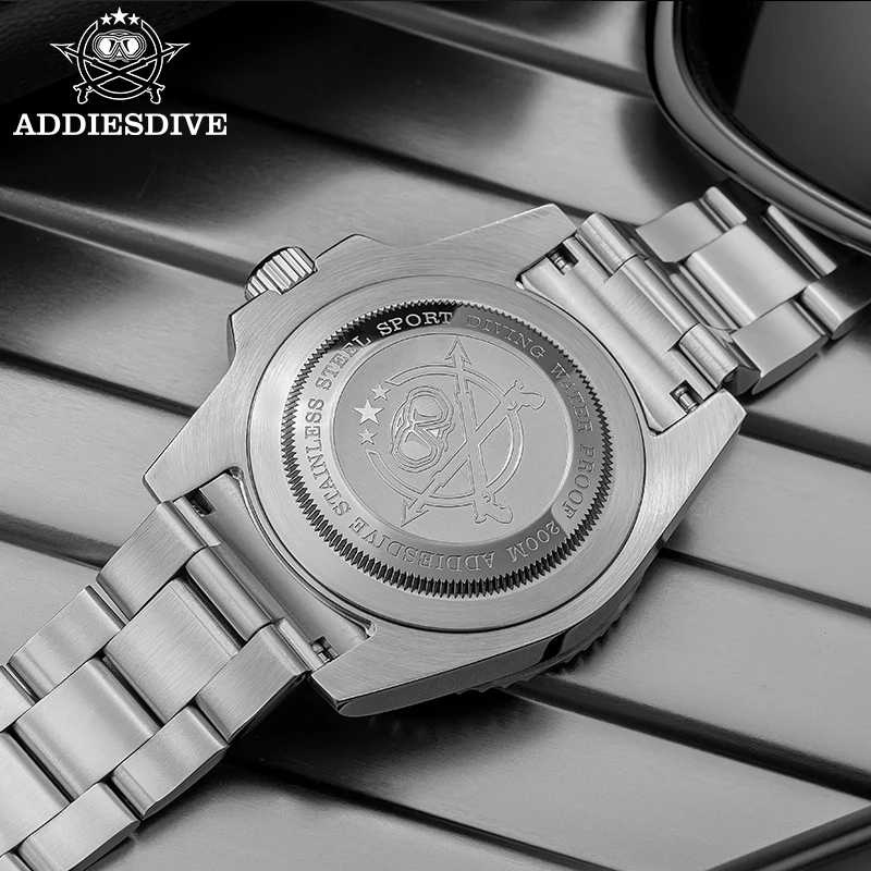 ADDIESDIVE New Men Watch AD2089 Top Brand Luxury Ceramic Bezel Diving 200m 41mm Waterproof Dive Wristwatch 316L Stainless Steel