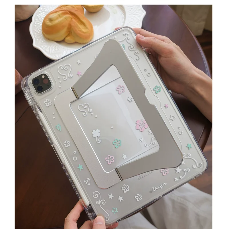 Vintage Pattern Vine Stars Silver Premium For iPad Pro 13 11 M5 M4 M3 M2 Air 8 7 5 6 11th A16 12.9'' 10 11 12 Th Mini 7 6 Case