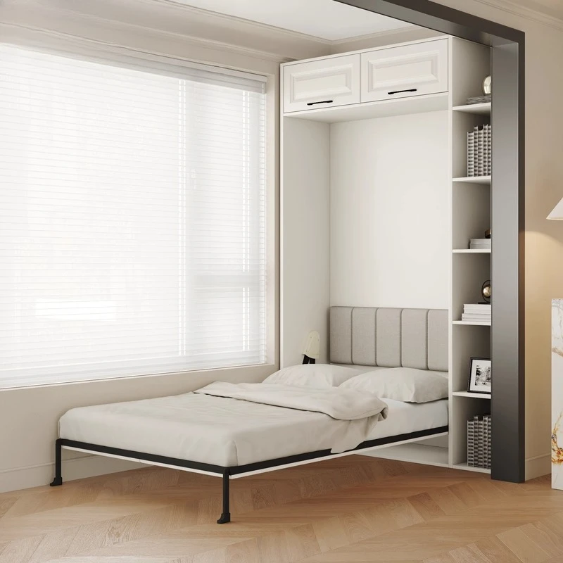 

Balcony study wall bed invisible wardrobe integrated 1.2 meters rollover folding up and down turning bed Murphy bed cust