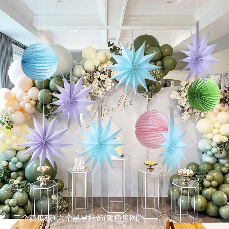 Festival Supplies Home Mall Decoration Pendant Set Scene Party Ceiling Hanging Decor Stars Watermelon Balls Event Dinner Wedding view 2