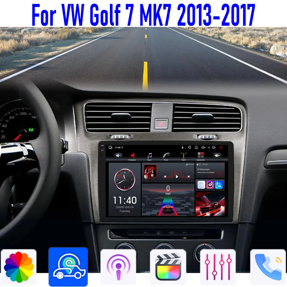 

GPS 10" For VW Golf 7 MK7 2013-2017 Car Radio Stereo Head Unit Carplay Apple Android 15 Auto Multimedia Player WIFI BT 4GB+64GB