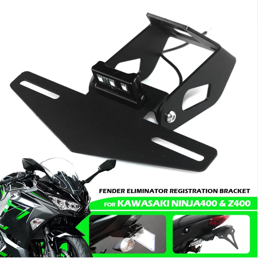 

For KAWASAKI NINJA 400 2018-2019 Z400 2019 Motorcycle Tail Tidy Fender Eliminator LED Light Stainless Steel Bracket Accessories