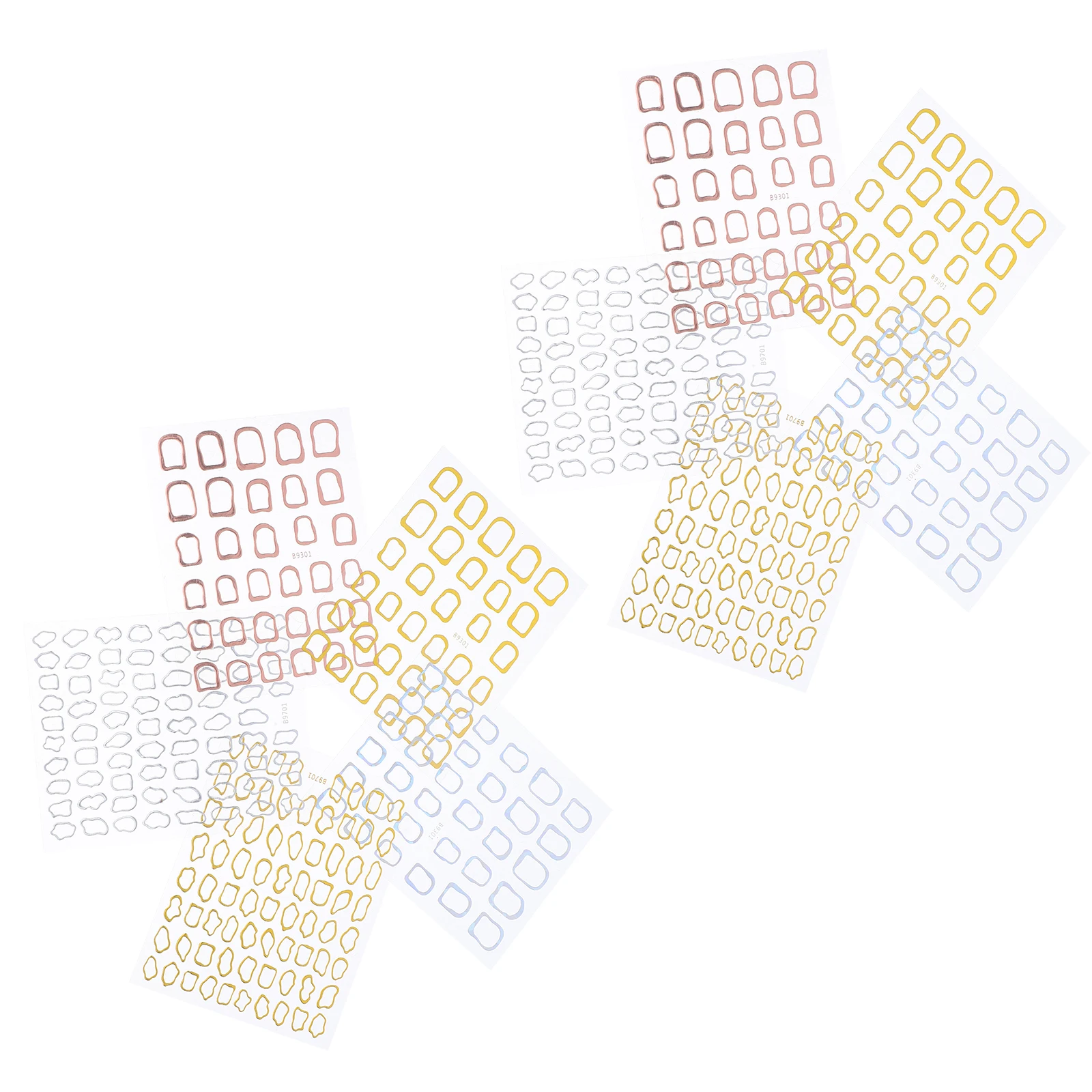 

10pcs Metallic Stickers 3D Geometric Hollow Design Self-Adhesive Decals Durable Decorations For Women Summer Wedding