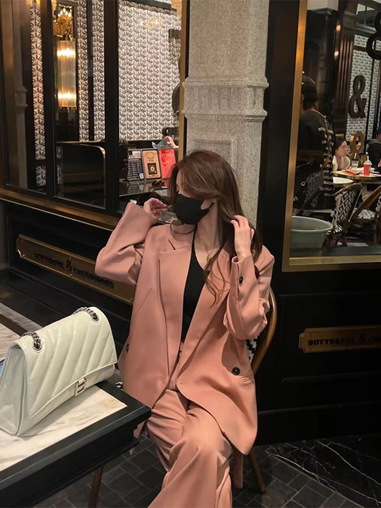 

Элегантный женский костюм-двойка Ele Profional, осень 2025, новинка, высококачественная модная верхняя одежда, брюки с широкими штанинами