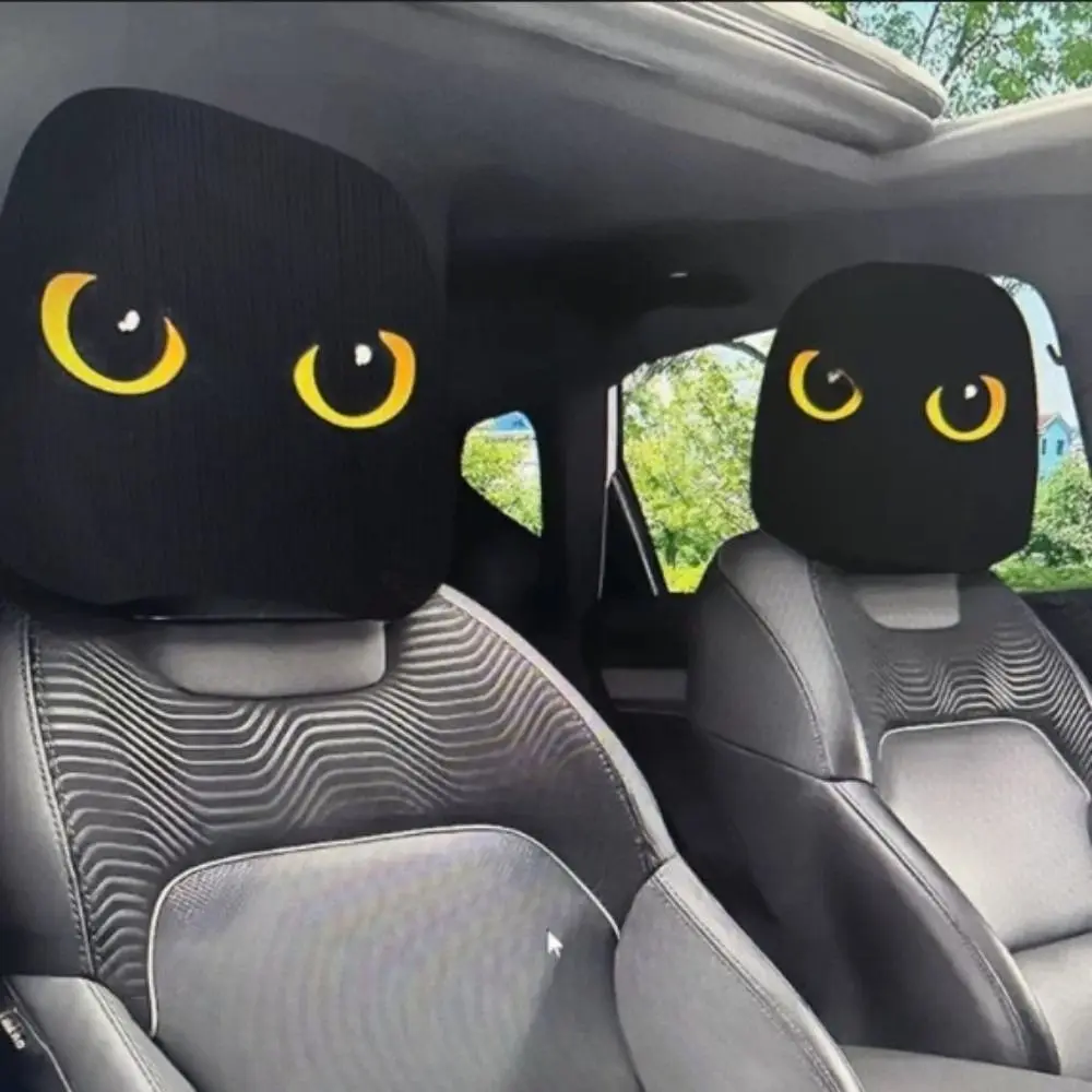 Cartoon Car Headrest Covers Exaggerated Funny Car Pillowcase Washable Soft Comfortable Car Seat Headcover Automobile Interior