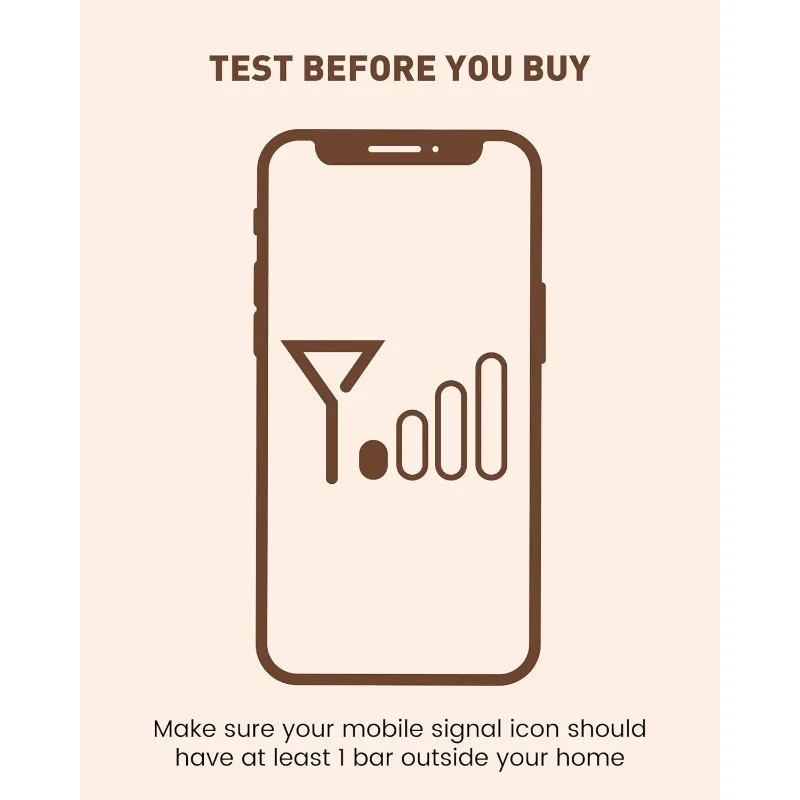 Mini amplificador de señal de celda para Verizon, AT&T, t-mobile | Hasta 1500 pies cuadrados/una habitación | Antena receptora exterior de alta potencia | 5G/4G/3G