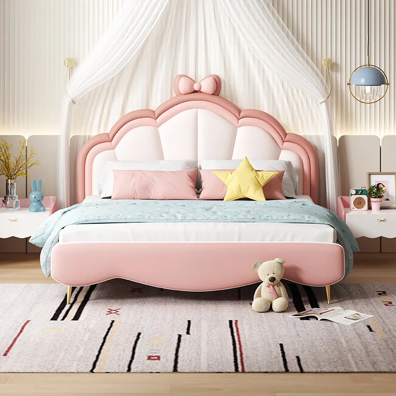 

Children Princess 135x200cm Bed Girl Bedroom Cabinet King Size Frame Bed Dream Castle Luxury Adults Cama De Casal Home Furniture