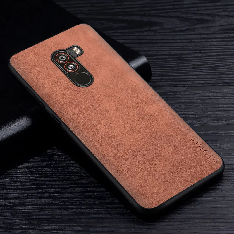 Premium PU Leathe Phone Case for Xiaomi Pocophone F1 Scratch-Resistant Solid Color Protective Cover