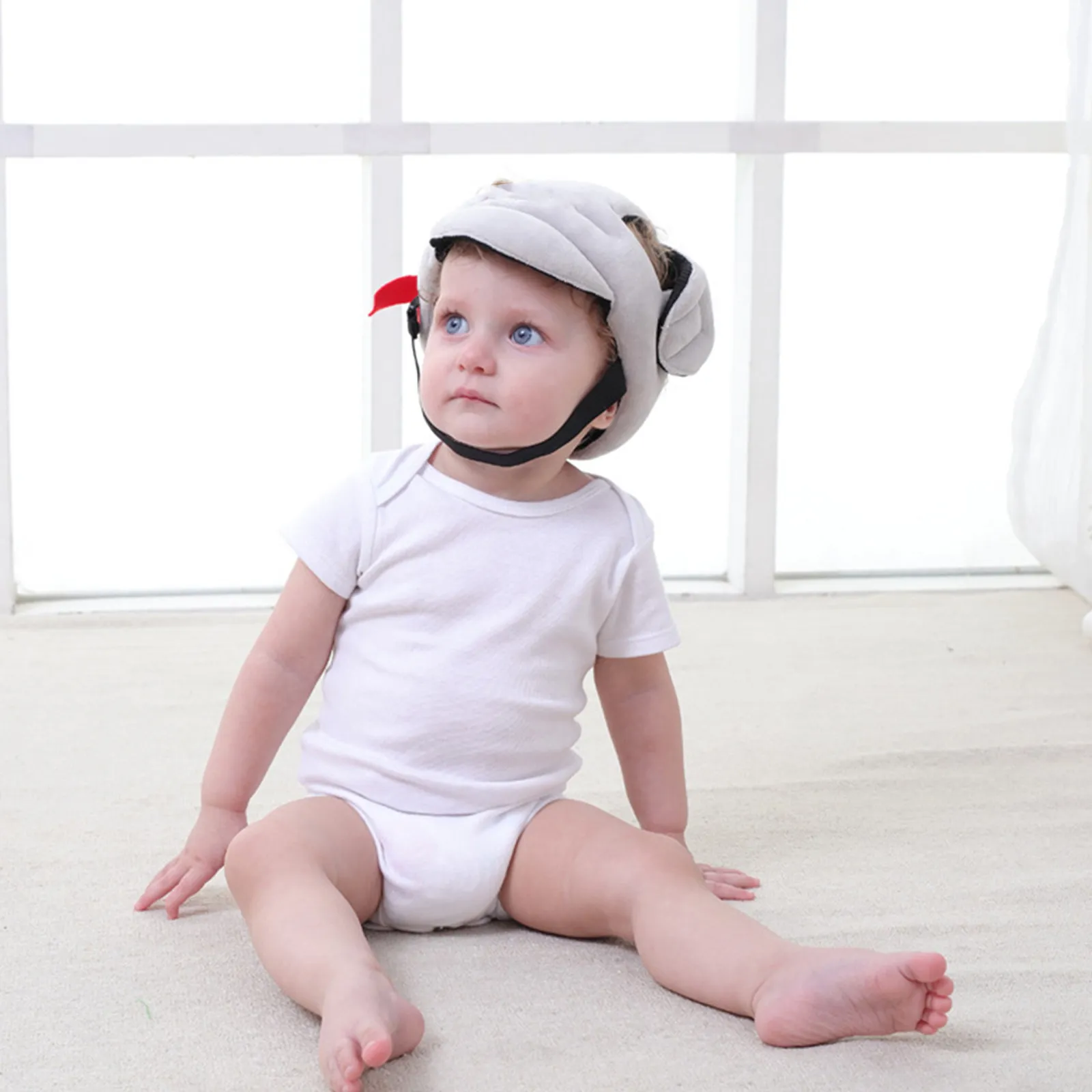 Baby Safety Helmet Toddler Head Protection Hat for Crawling Walking Adjustable Infant Headguard Grey