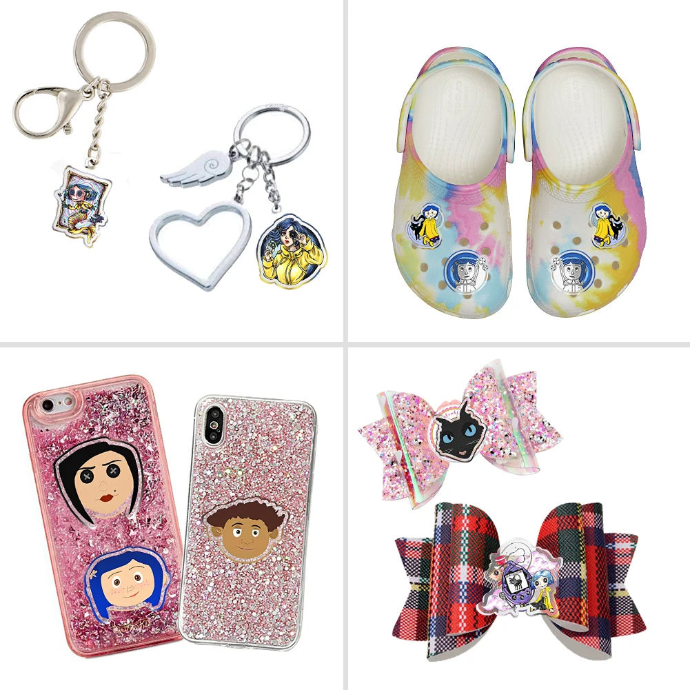 Disney Coraline Przezroczysty akryl brokatowy akryl do etui na telefon DIY Kokarda do włosów 10 części/partia