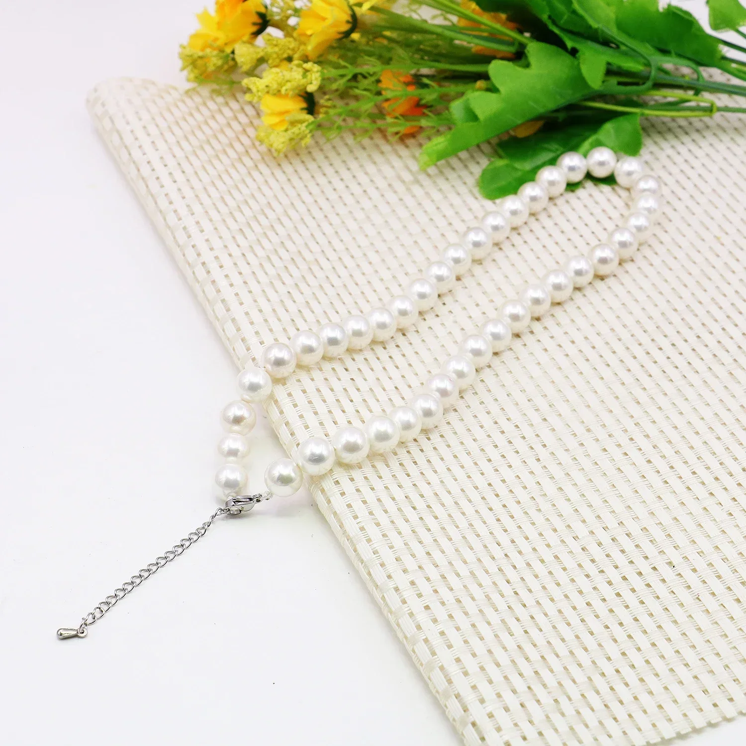 3 4 6 8 10 12mm Round White Natural Shell Pearl Necklace 40/120cm Neck Wear Gifts for Girls Jewelry Making Stainless Steel Clasp