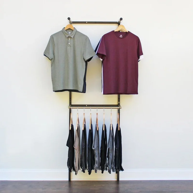 custom，Clothing Store Retail Metal Garment Display Rack And Shelf Stainless Steel Wall Mount Clothes Display Racks