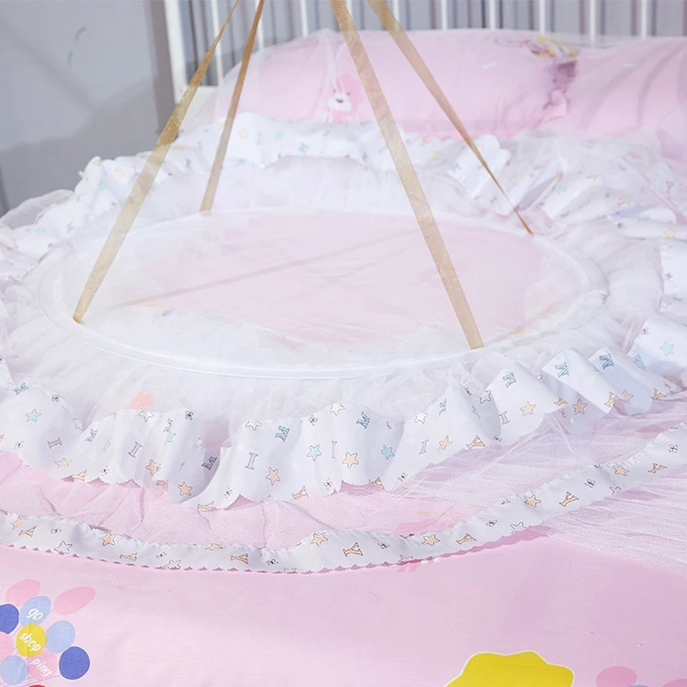 

Hanging Mosquito Net Round Bed Canopy Netting Tent Dome Curtain Lightweight Sturdy Polyester Lace Trim Prevent Insects