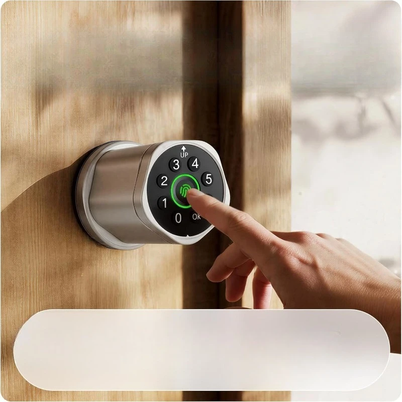 Modern simple wooden door ball fingerprint lock supports multi-language smart lock physical button password lock