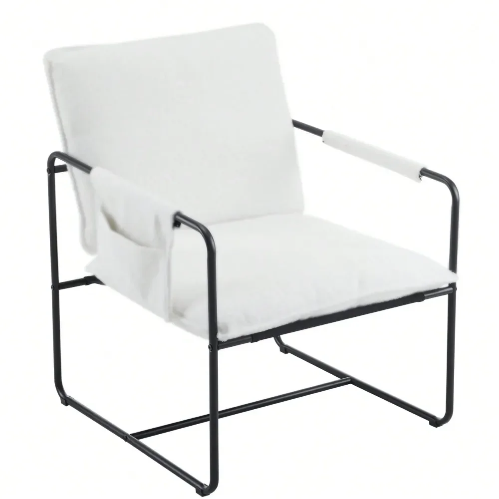 

Sling Accent Chair, Teddy Fleece Living Room Chair, Comfy Reading Armchair For Bedroom Reading Room Lounge With Side Storage Po
