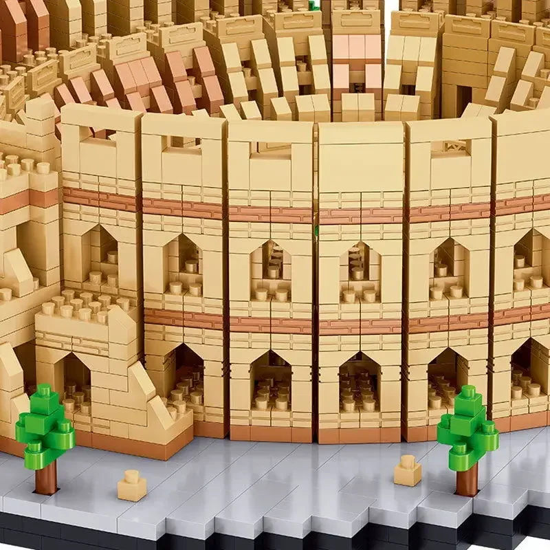 Hot Famous Building Roman Colosseum 3D Model Building Blocks Brick DIY City Attractions Children\'s Educational Toys Adult Gift