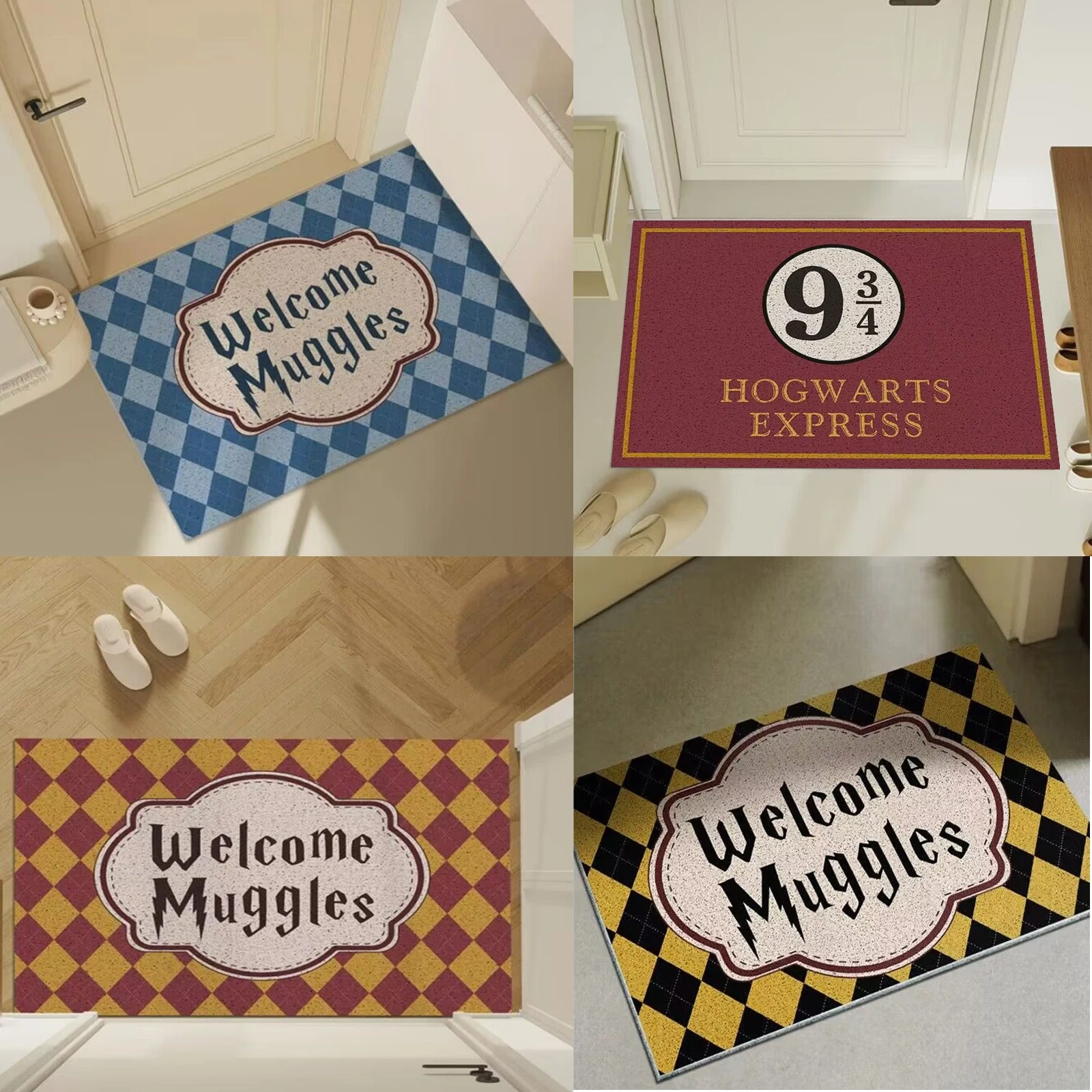 9 Door Mat Anti-slip Rubber Doormat, Graphic Wizards, Welcome Muggles Carpet,Front Door Foot Mat, Magic 9 