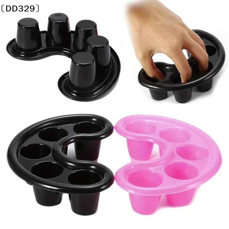 5 Hole Curved Nail Soaking Tray Durable Plastic Smooth Surface For Home Manicure Professional Nail Salon Use〔DD329〕