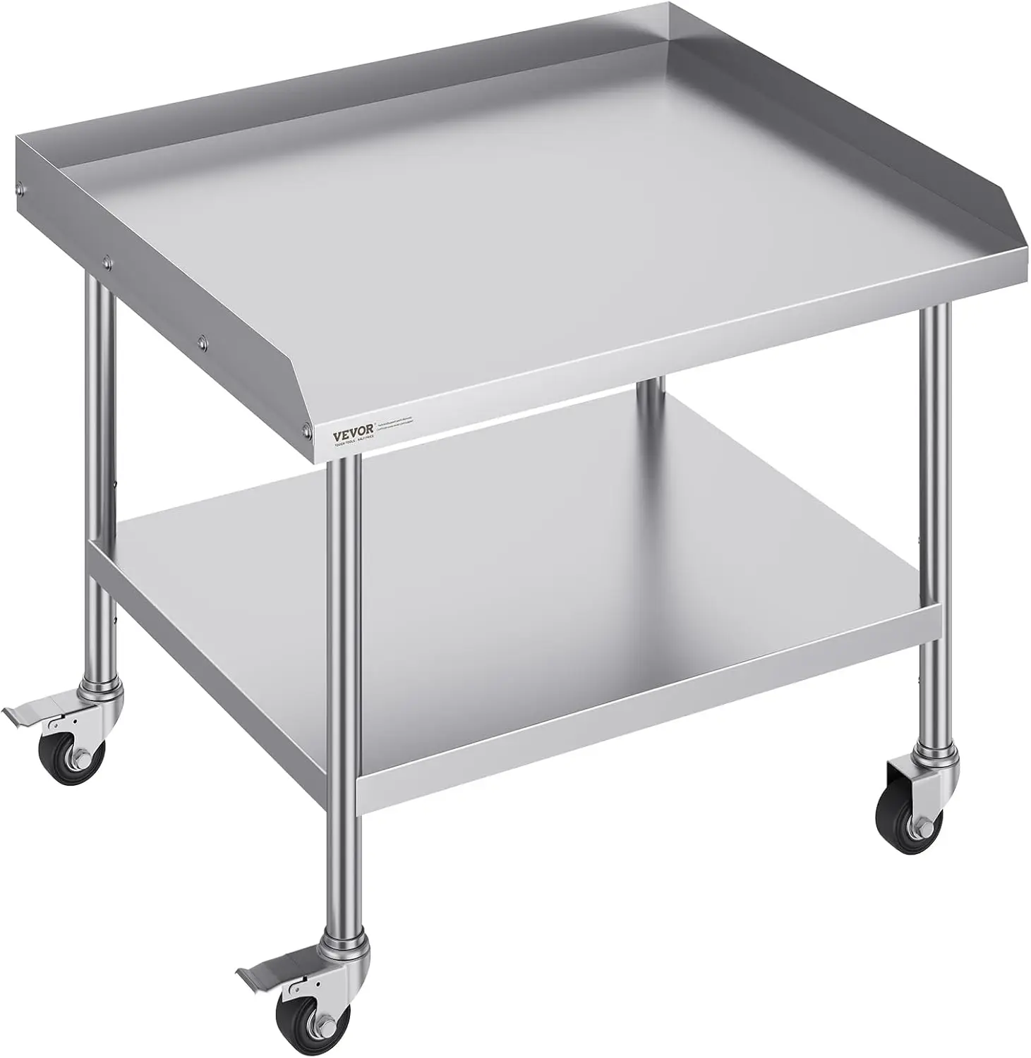 Stainless Steel Work Table, 30 x 36 x 30 Inch Commercial Food Prep Worktable with 4 Wheels, Casters, 3-Sided Backsplash Heavy