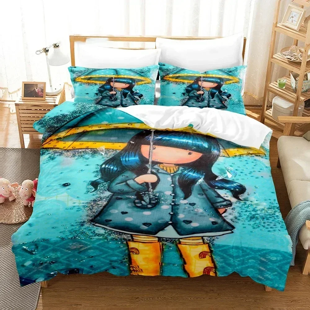 3D Kawaii Gorjuss Santoro Gorjuss Bedding Set Duvet Cover Sheet Printed Pillowcase Bed Full Queen King Size Comforter Bedroom