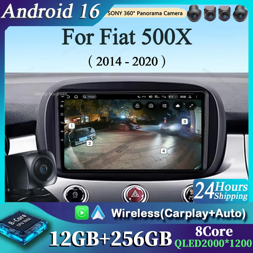 

Для Fiat 500X 2014-2020: Автомагнитола Android 16 с GPS, Wi-Fi, 4G, Carplay и Auto, QLED-дисплей, мультимедийный стереоплеер, Bluetooth