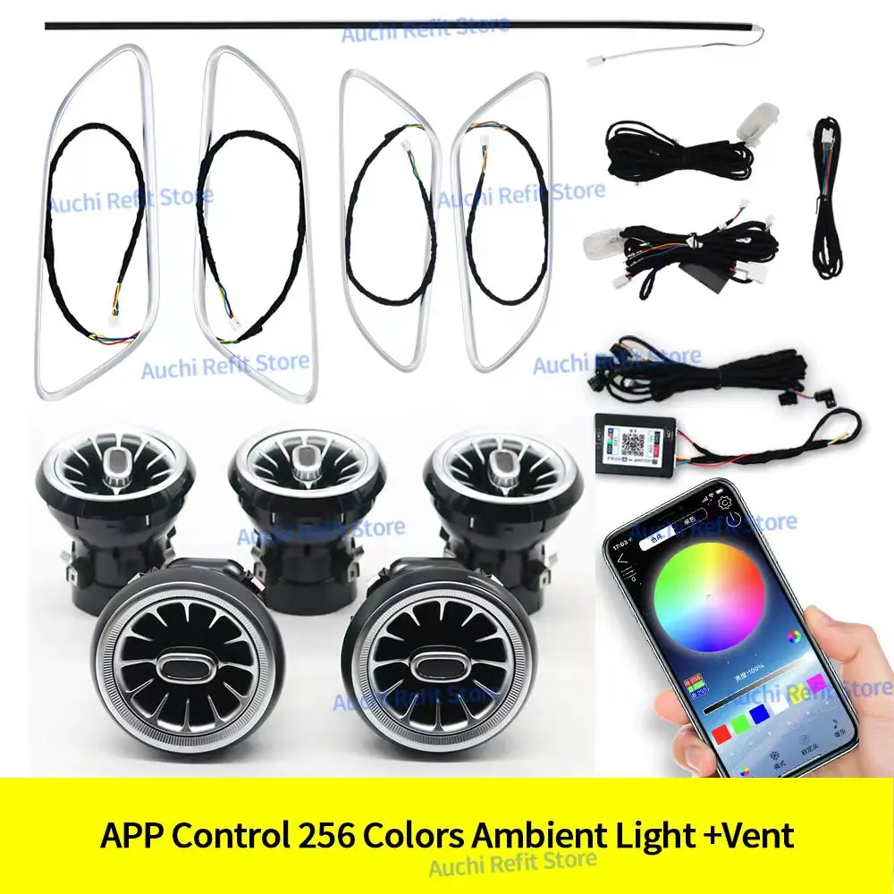 Nieuwe 12-Kleur LED Auto Air Vent Turbine Sfeer Lamp Voor Mercedes-Benz AMG A/B/CLA/GLA Klasse W176 W117 W156 W246 Omgevingslicht