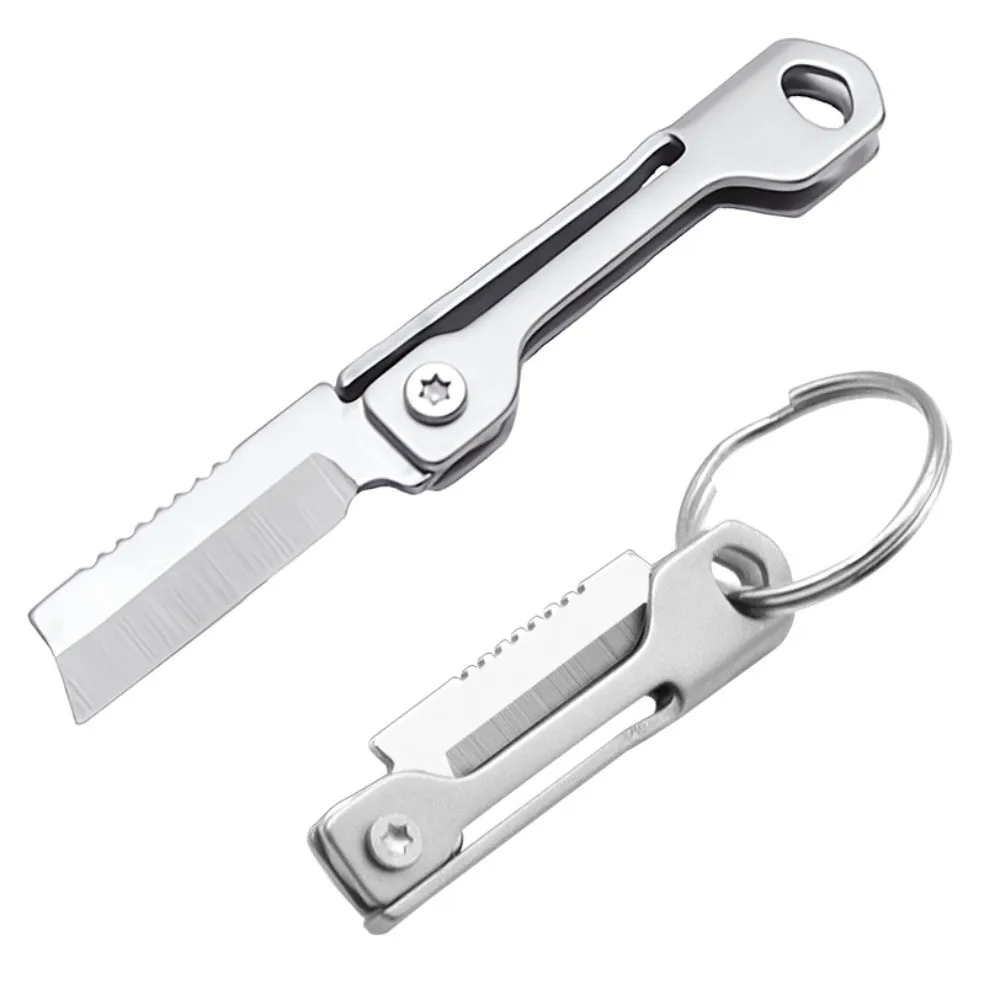 Stainless Steel Mini Fish Bone Folding Keychain Pocket Knife Multifunctional EDC Outdoor Camping Unboxing Cutter