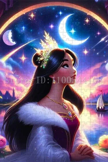 Disney Princess Puzzles for Girls Unique Gifts Ariel Painting Mermaid Snow White Canvas Elsa Jigsaw Puzzles Handmade Hobbies