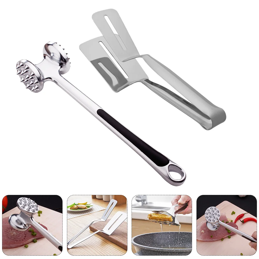 

2 Pcs Spatula Fried Loose Meat Hammer Steak Grinding Machine Food Mallet Zinc Alloy Hammers Pliers