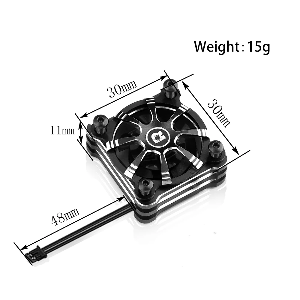 2PCS Metal Cooling Fan Aluminium Alloy Cool Fans Protect Cover 30mm*30mm for 1/8 1/10 1/16 1/18 RC Car Motor