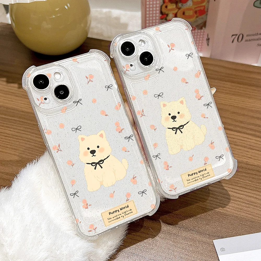 Cute Gog TPU Glitter Phone Case For iPhone 16 Pro Max 17 Pro Max 16 15 14 13 12 Air 11 Case Cover Silicone Shockproof Transprent view 2