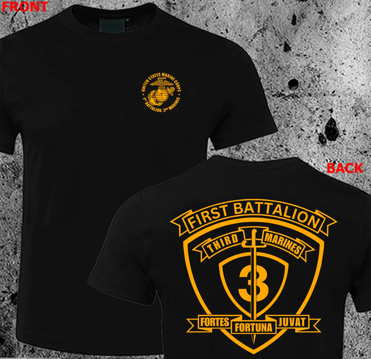 USMC 1st Battalion, 3rd Marine Army Men T-Shirt Short Sleeve Casual 100% Cotton Shirt