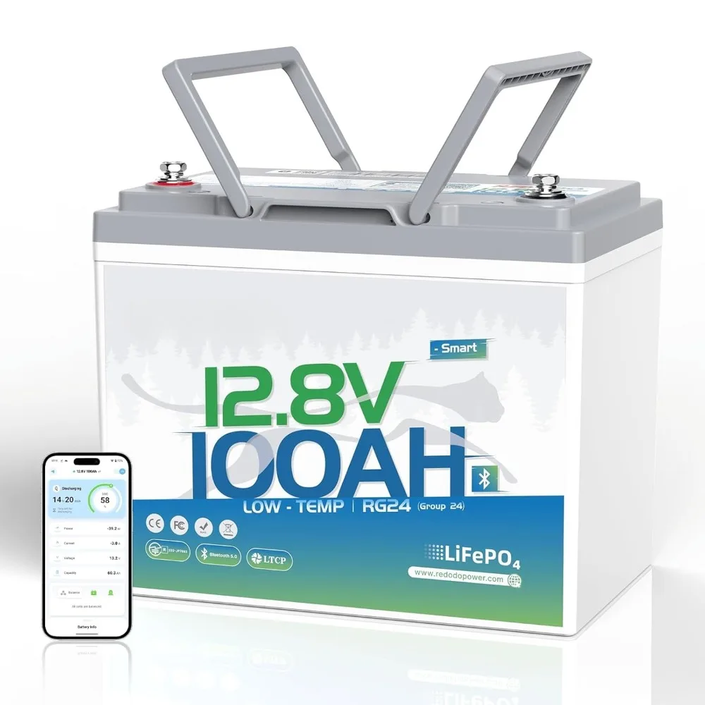 

Аккумулятор LiFePO4 12В 100Ач с Bluetooth, защитой от низких температур, литиевая батарея BCI Group 24 для троллингового мотора, встроенный, на заказ