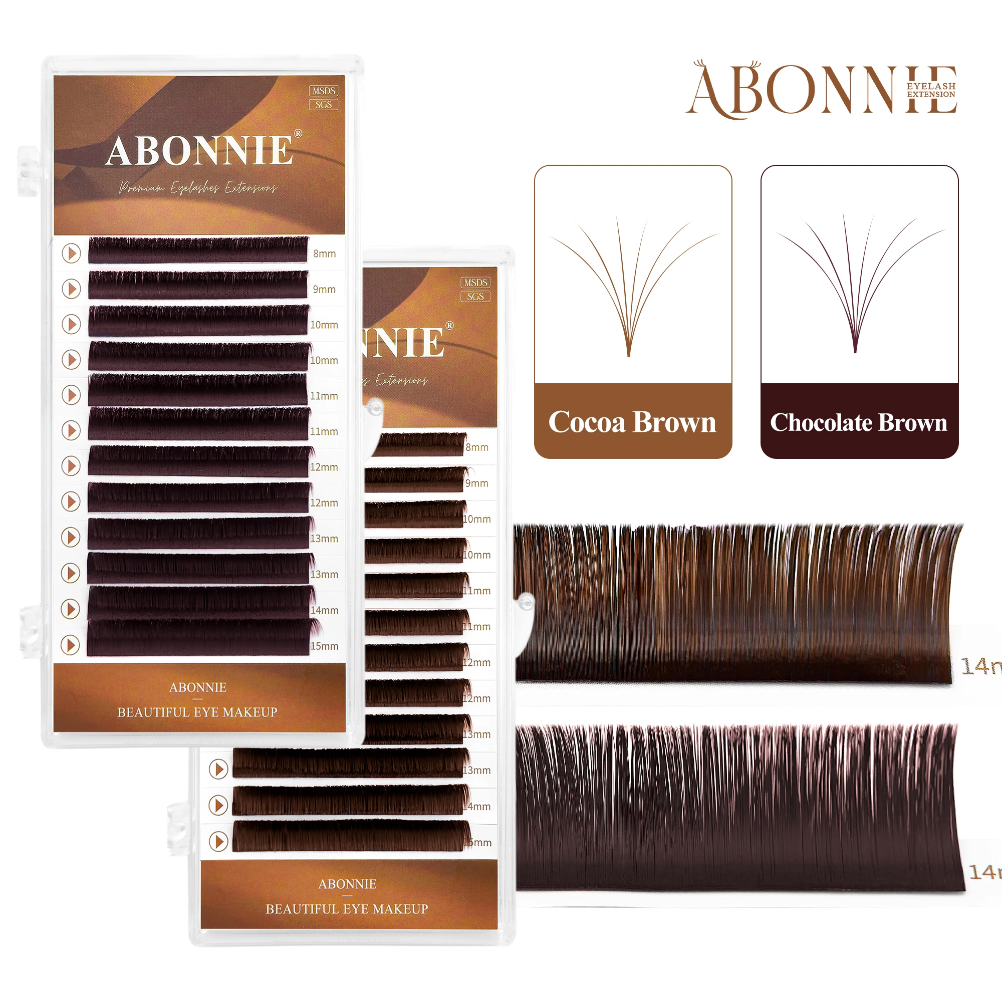 ABONNIE Cashmere Cocoa Chocolate Brown Fans Lashes Eyelashes Handmade Easy Fans Volume Lashes ExtensionsEasy Fans Extensions