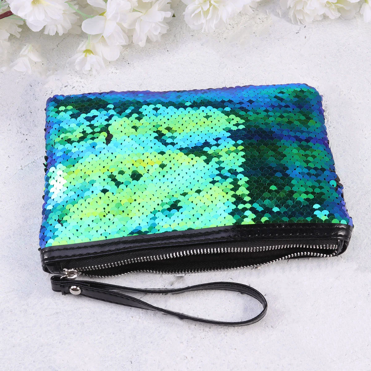 Kulturbeutel Paillette Handtasche Mode Make-up Change Pailletten Bunt