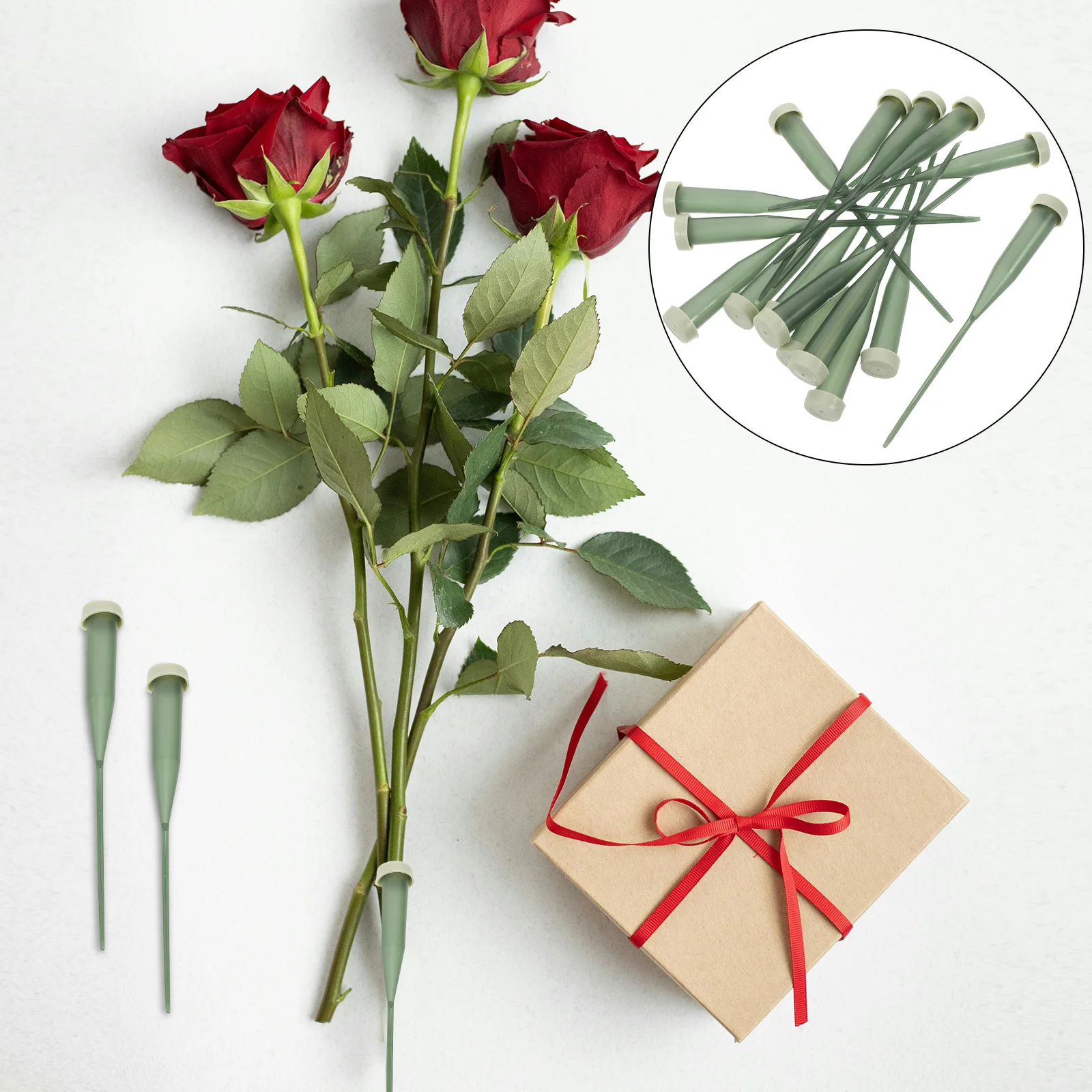 

25Pcs Floral Water Tubes Plastic 14.5cm Stem Extenders Leakproof Caps for Rose Flower Arrangements Supplies