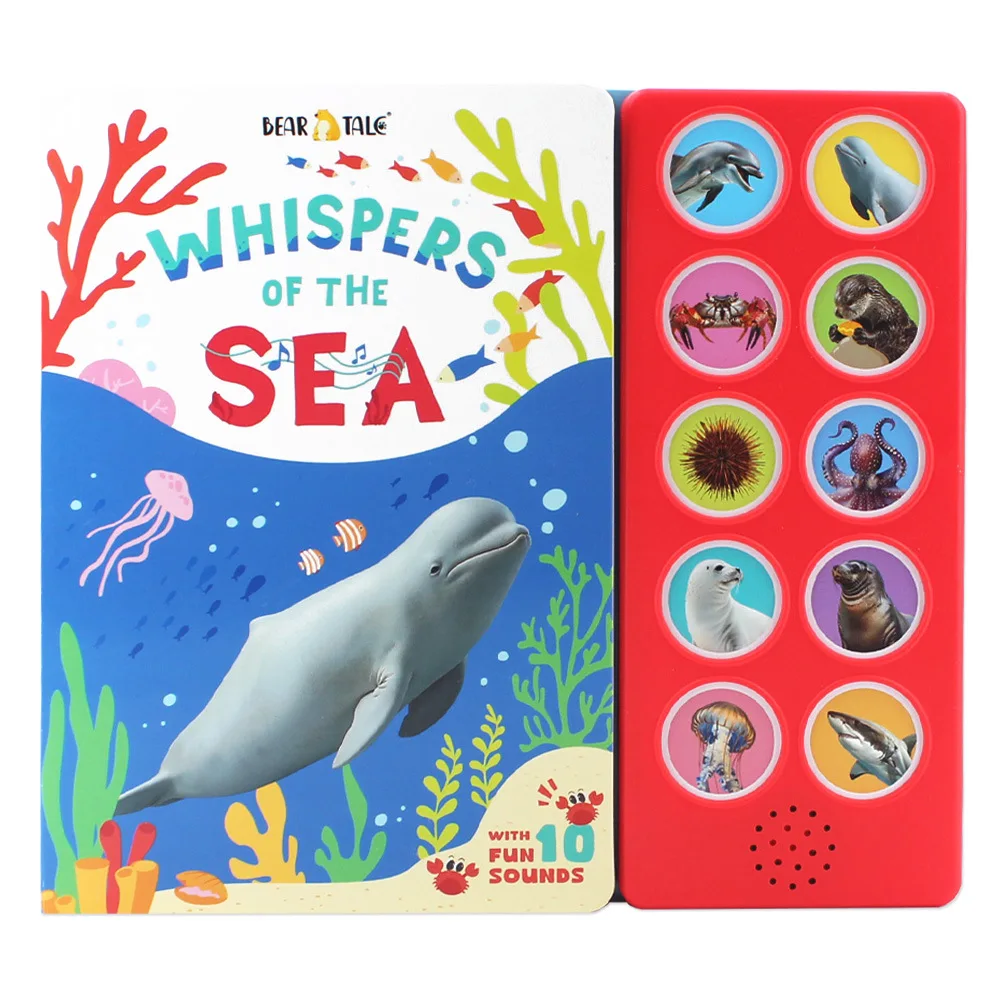 

10-клавишная вокальная книга на тему морских животных, детская игрушка, интерактивный просветляющий обучающий подарок для мальчиков и девочек