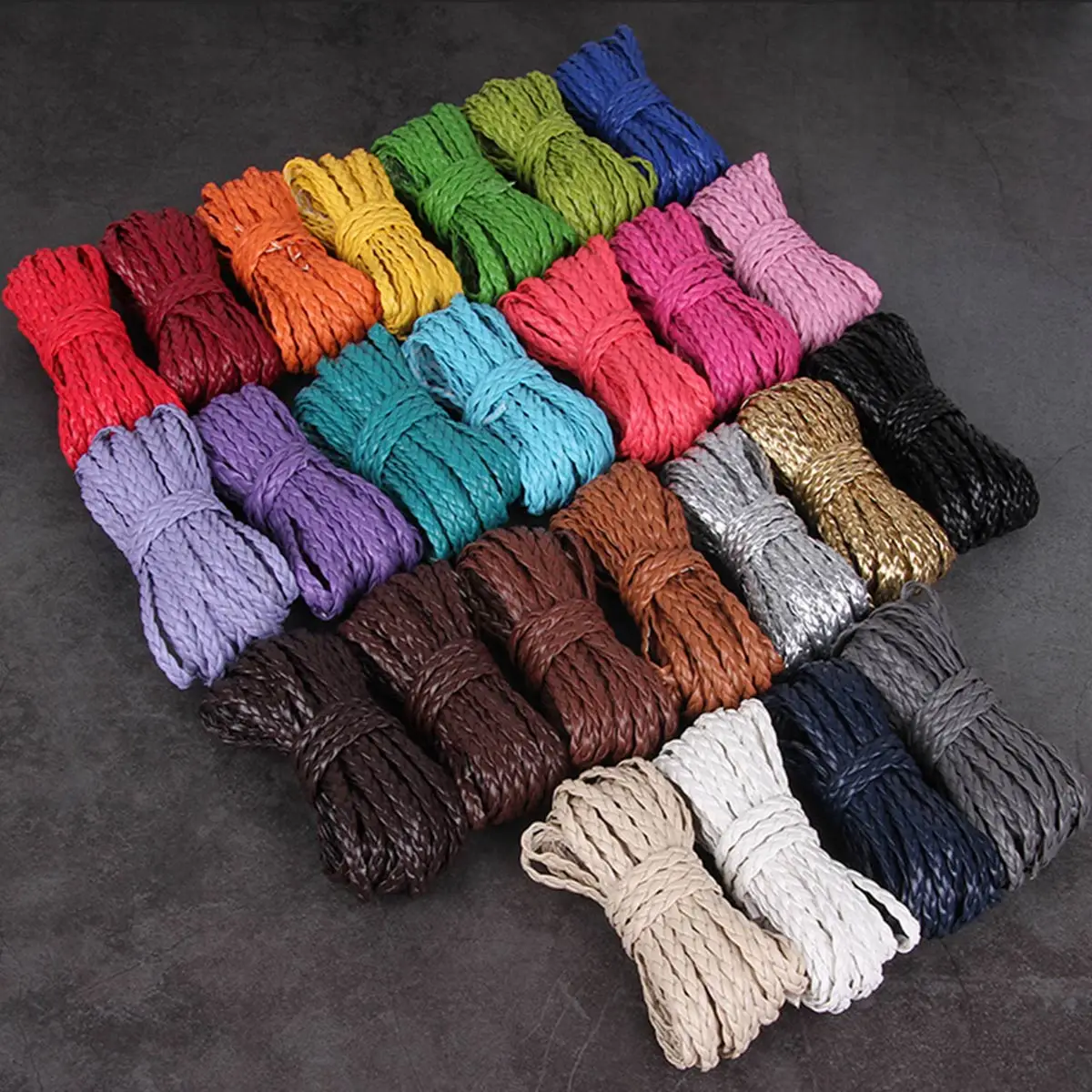 

10Yards Multicolor PU Woven Braided Thread Rope Cord 5mm Wide DIY Braided Bracelets Handicrafts Jewelry Accessories