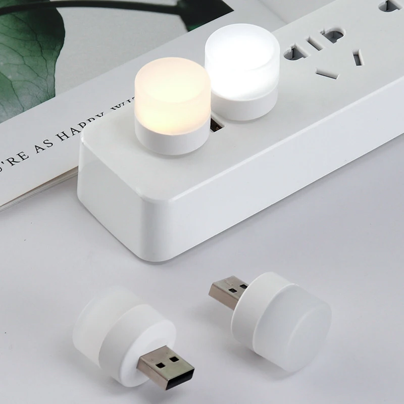 USB Plug Lamp Computer Mobile Power Charging USB Small Book Lamps LED Eye Protection Reading Light Small Round Light Night Light