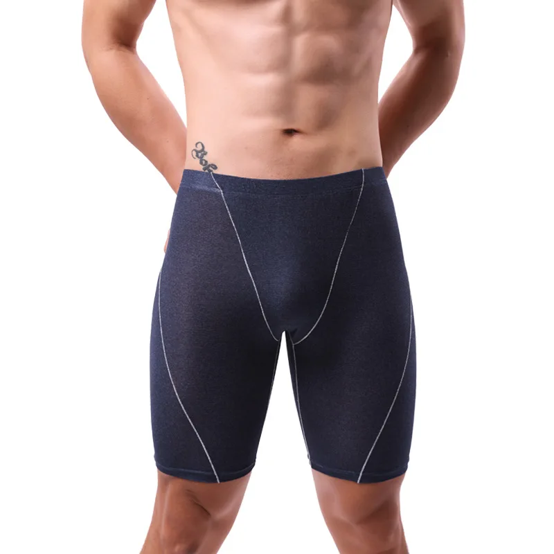 

Mens Boxer Shorts Nylon Ice Silk Underwear Semi-transparent Panites Man Breathable U Pouch Long Leg Underpant Plus Size xL-5XL