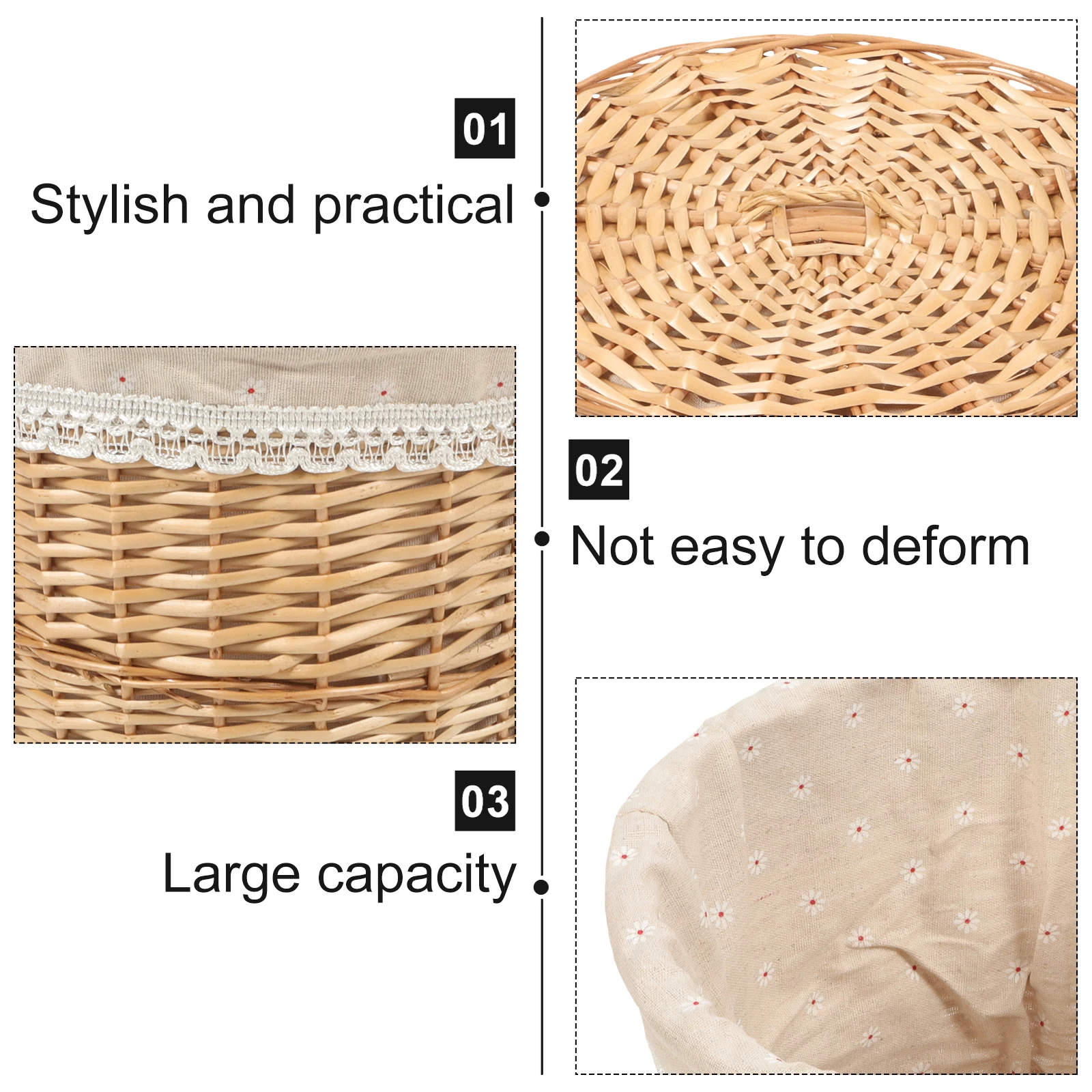 

Rattan Storage Basket Woven Laundry Hamper Large Capacity Natural Material Home Hotel Organization Clothes Dirty Cloth Toy