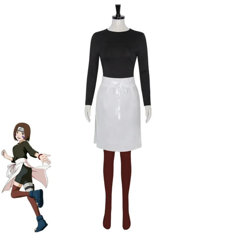 5;e,8\v,5/Anime Nohara Rin Cosplay Costume Ninja Black Long Sleeves Tops Skirt Apron Uniform Wig Adult Woman Sexy Caf,5'h\8/m' view 5