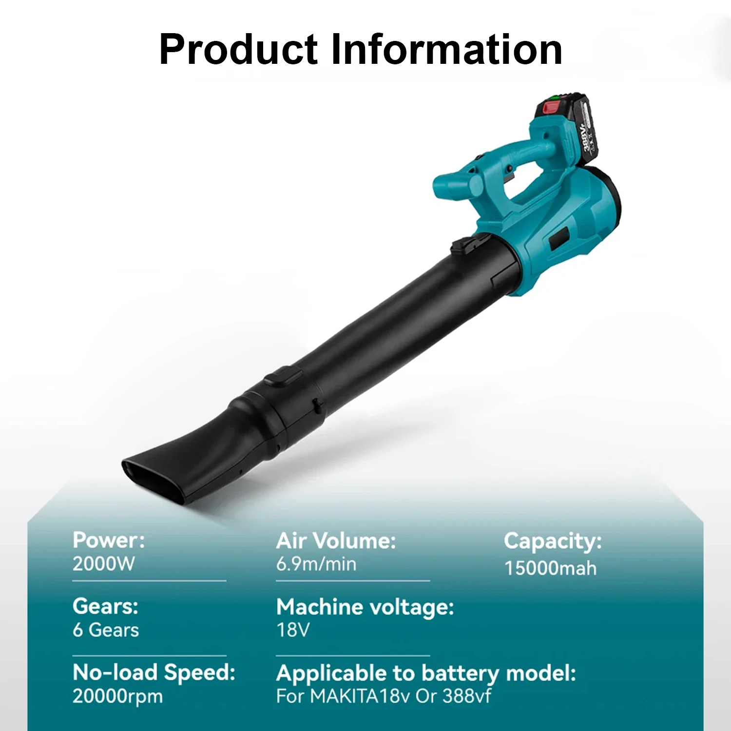 Cordless Leaf Blower 2 in 1 Electric Air Blower and Vacuum Clean for Garden, Workshop and Garage Handheld Power Tools For Makita