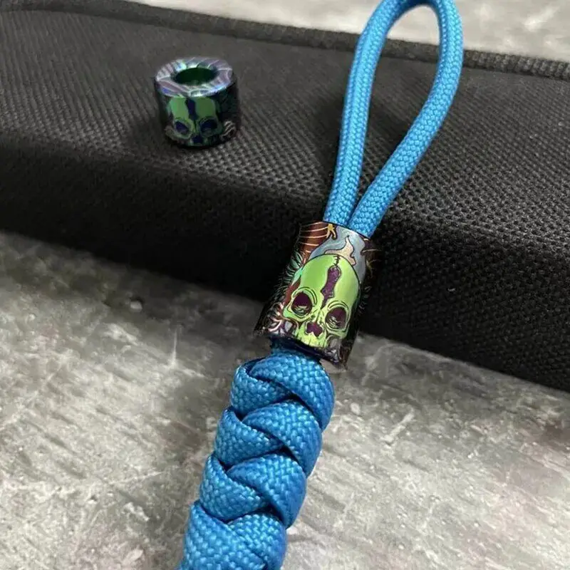 1 Piece Titanium Alloy Knife Beads A Pendant Paracord Outdoor Keychain Necklace Pendant