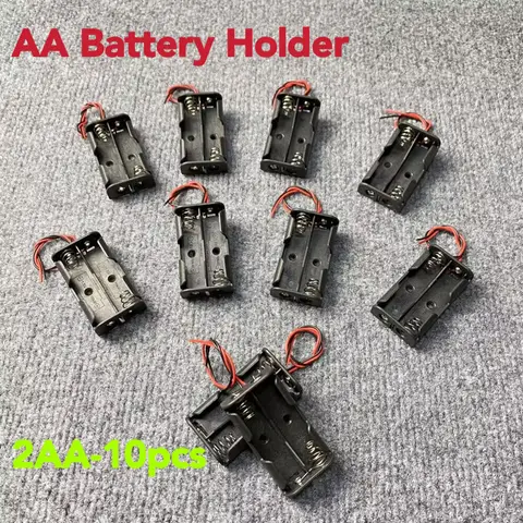 5-10PCS AA Power Battery Storage Case Holder Storage Box Multi Purposes DIY AA Battery Holder LR6 Container With Lead Cables