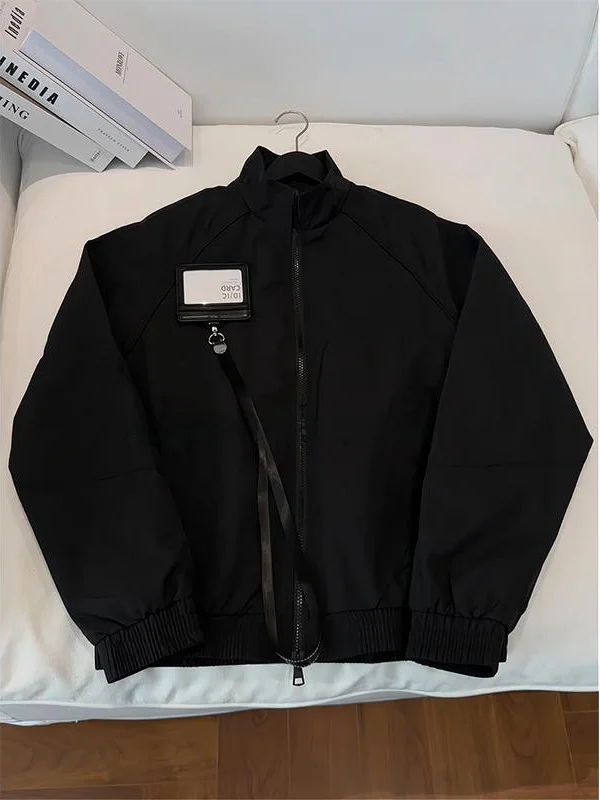 

Мужская куртка Bla Cleanfit Silhouette Flight Jaet: весенняя, в американском стиле, деконструированная, рабочая, с длинными рукавами, на молнии, с воротником-стойкой