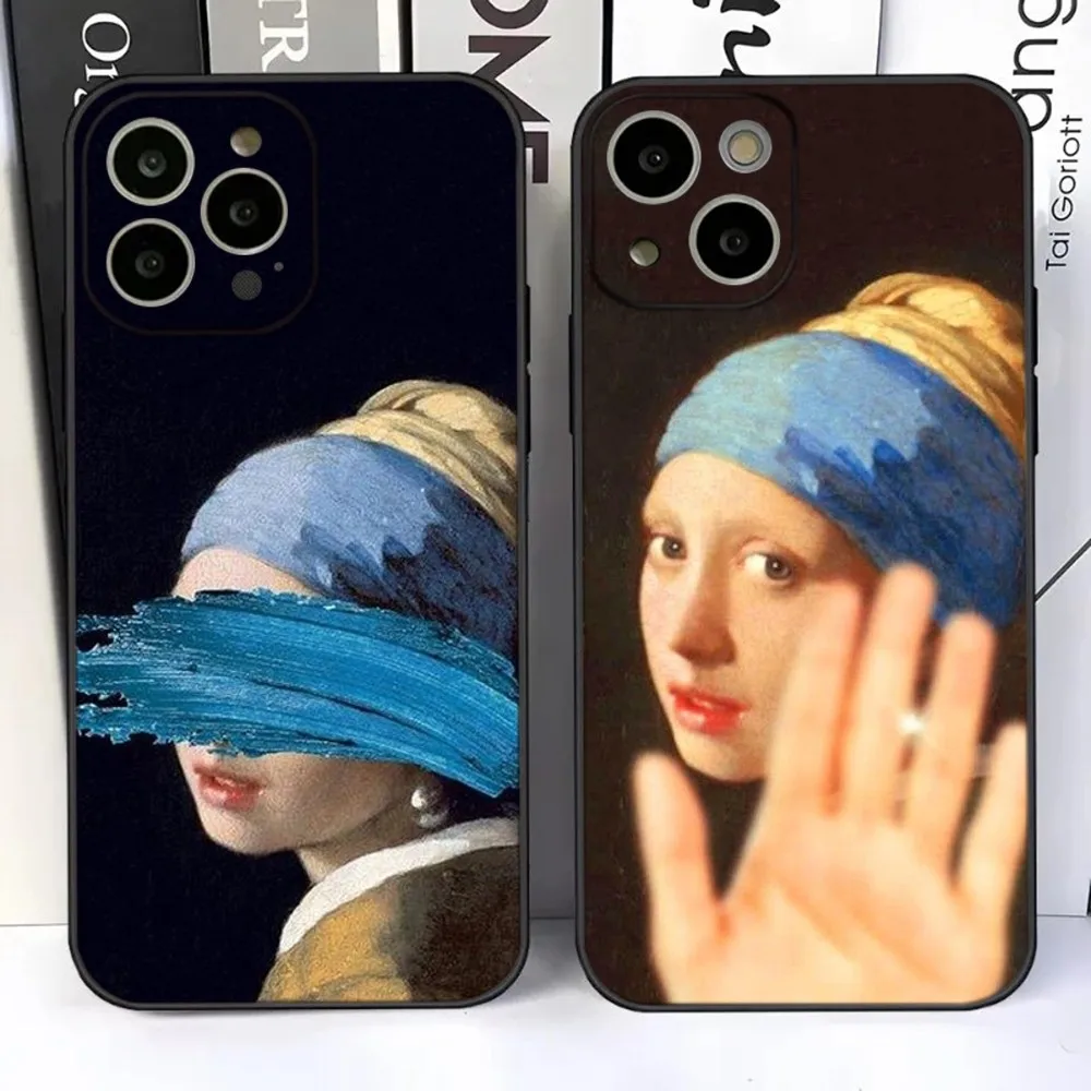 Girl With A Pearl Earring Vermeer Phone Case For iPhone 15,14,13,12,11 Plus,Pro,Max,XR,XS,X,7,8 Plus,SE,Mini Silicone Soft