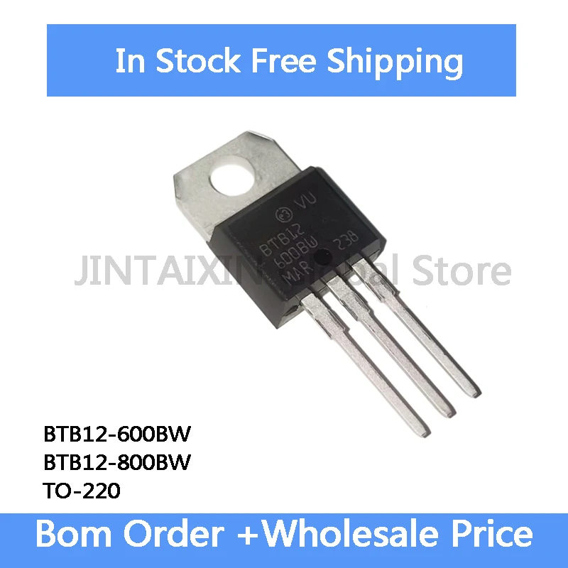 10Pcs BTB12-600BW BTB12 600BW BTB12-800BW BTB12 800BW TO-220 Direct insertion transistor bidirectional thyristor