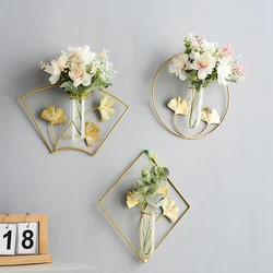 Minimalism Style Wall Hanging Vase Creative Wall Decoration Glass Hydroponic Vase Flower Pot Living Room Entrance Door Decor